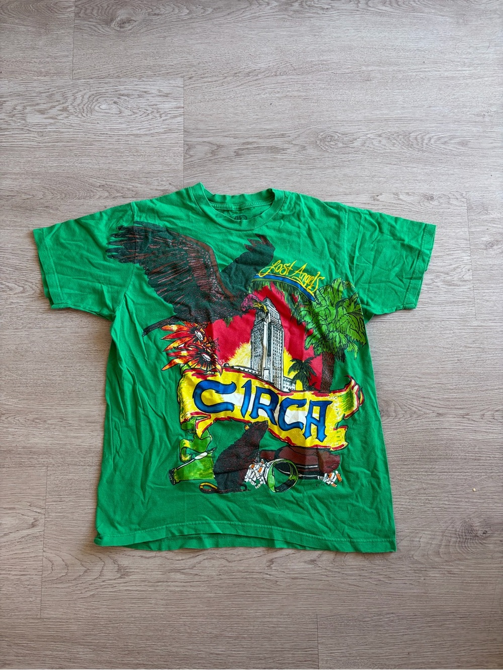 Green Graphic Short-Sleeve Tee with 'Circa' Front Print